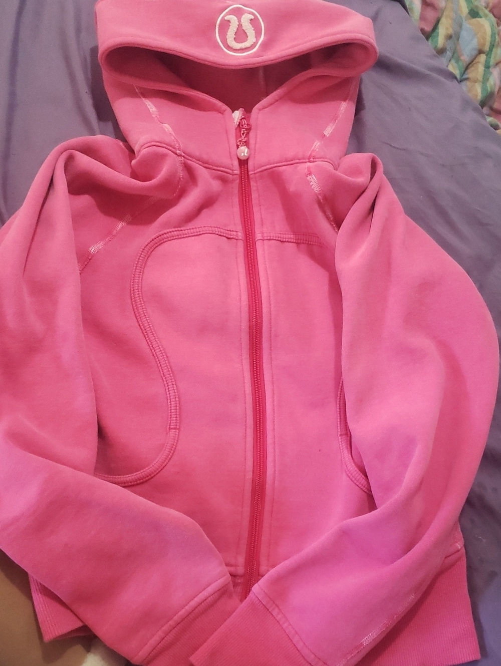 lululemon athletica Pink Girls' Zip Hoodie with Logo Hood